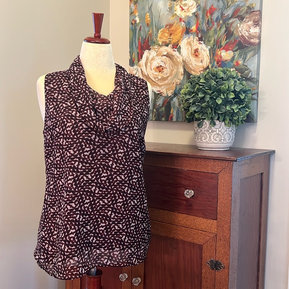 CAbi style 3271 cowl neck sleeveless print blouse